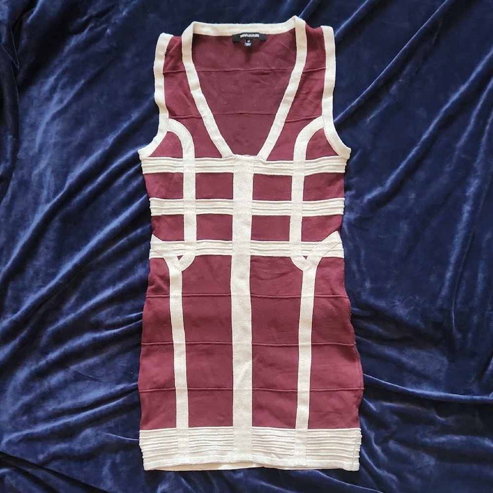 WOW Couture Burgundy and Cream Dress